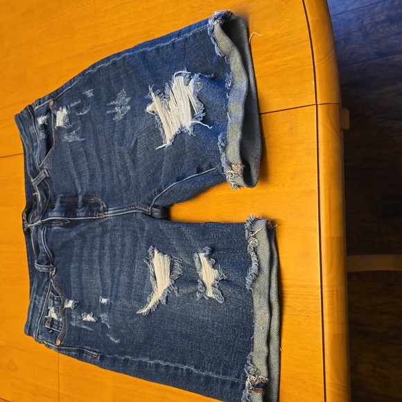 Judy Blue Ripped Dark Blue Denim Shorts - Picture 3 of 3